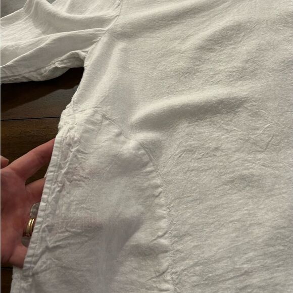 Lands’ End White Linen Blend V Neck Tunic Top Size Large - Picture 5 of 8